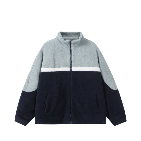 Unisex Oversize Sherpa-Fleecejacke mit Stehkragen und Frontzip Nord Taschen