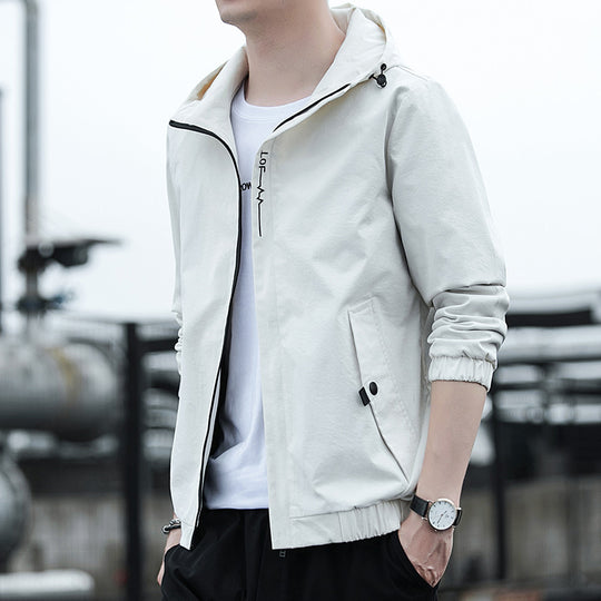 Herren Leichter Kapuzen-Windbreaker im Urban-Minimalstil mit verdecktem Reißverschluss und elastischen Bündchen Nord Taschen