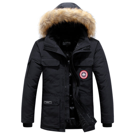 Herren Parka mit abnehmbarer Kapuze und Kunstfellbesatz, wind- und wasserdichte Thermoisolierung Nord Taschen