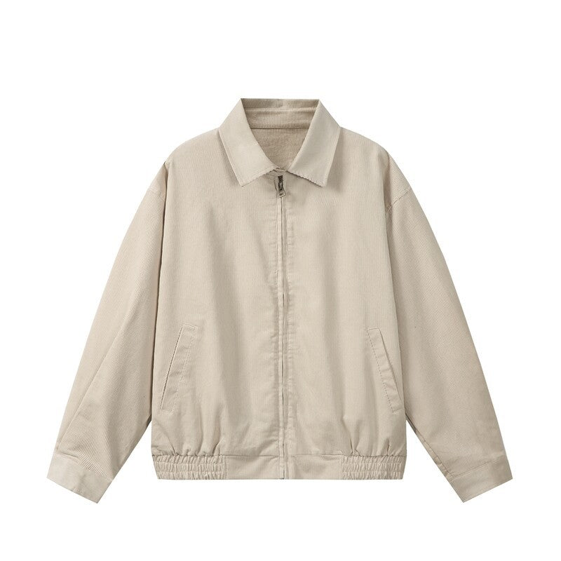 Herren Kastig geschnittene Cord-Blousonjacke mit verdecktem Reißverschluss und elastischem Saum Nord Taschen