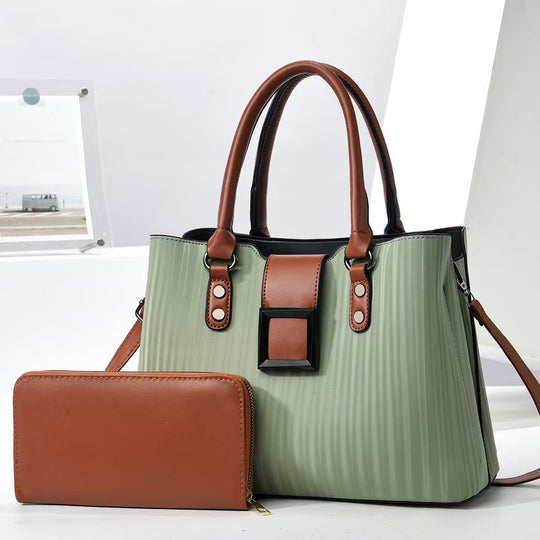 Damen elegante Handtasche mit Rippstruktur und praktischem Portemonnaie Nord Taschen
