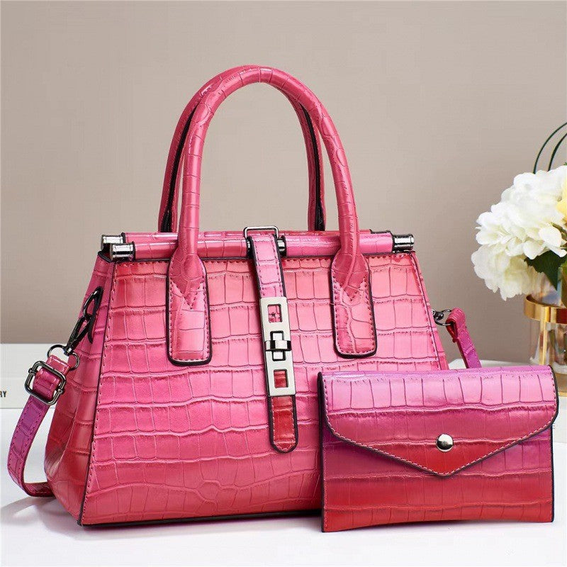 Damen Handtasche im eleganten Krokodil-Look mit abnehmbarer Clutch Nord Taschen