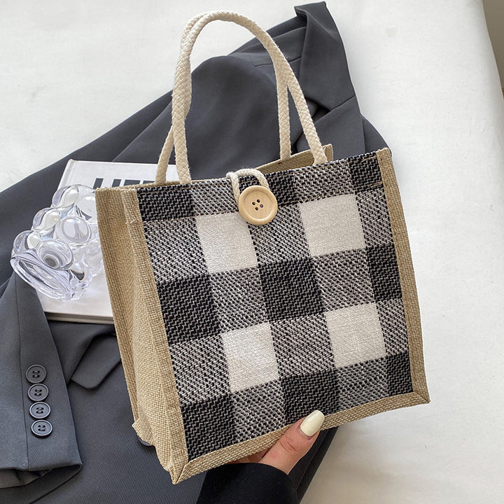 Damen Jute-Tasche im modernen Karomuster Nord Taschen