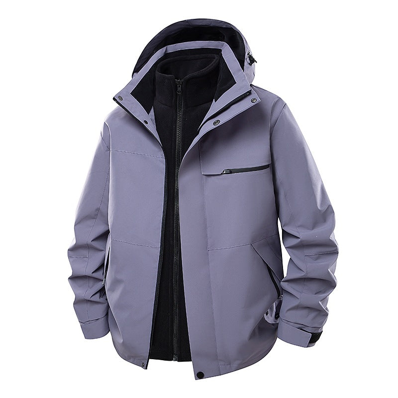Herren zweilagige Funktions-Übergangsjacke mit abnehmbarer Fleece-Innenjacke, Kapuze & wasserabweisender Hülle Nord Taschen