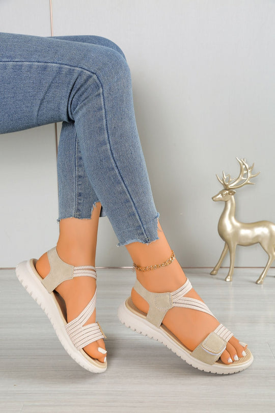 Damen Komfortsandalen mit verstellbaren Riemen und rutschfester Sohle