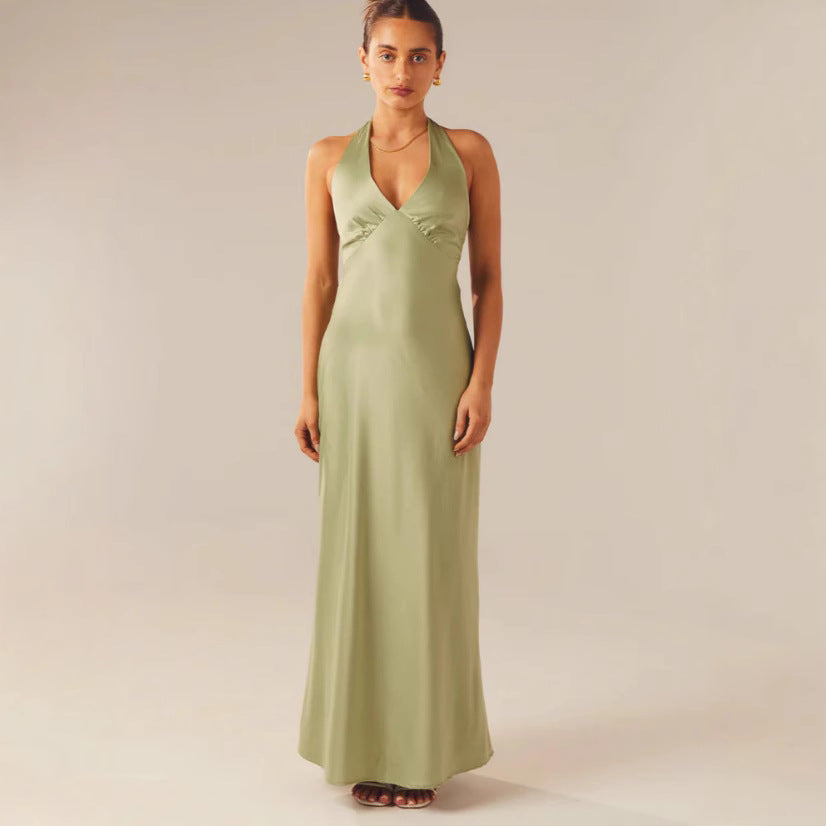 Damen Elegantes ärmelloses Hochzeitskleid mit Taillierungsband und fließendem Stoff