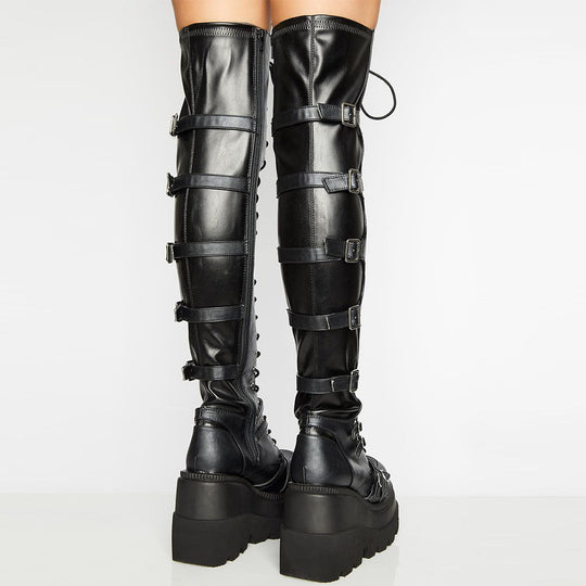 Damen Hochformatige Plateau-Stiefel mit modischem Reißverschluss und Schnür-Design - Vittorelli