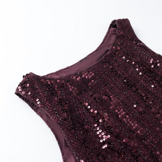 Damen Pailletten-Peplum-Top mit Rundhals und figurformender Taille Nord Taschen
