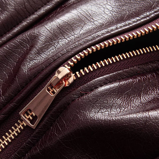 Damen Kurzjacke im Corsagenstil aus Lederoptik mit betonten Schultern Nord Taschen