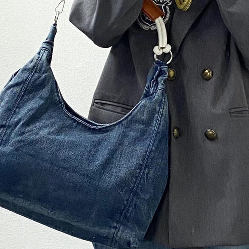 Damen Hobo-Tasche aus strukturiertem Denim mit robustem Ledergriff Nord Taschen