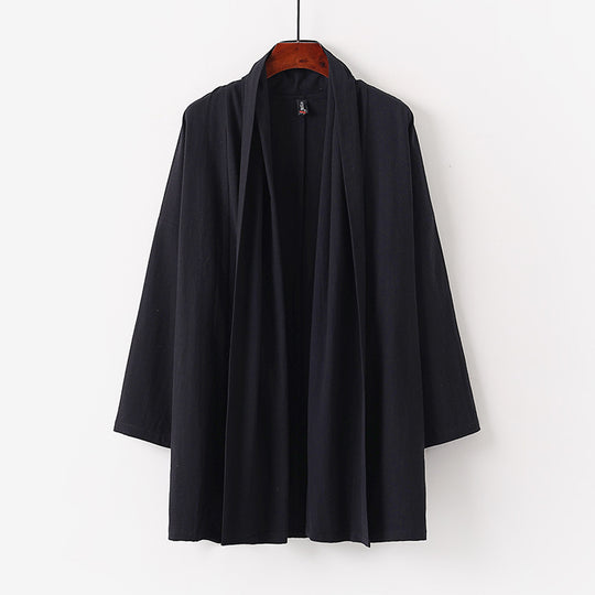 Unisex Offene Kimono-Cardigan aus leichter Baumwoll-Leinen-Mischung Nord Taschen