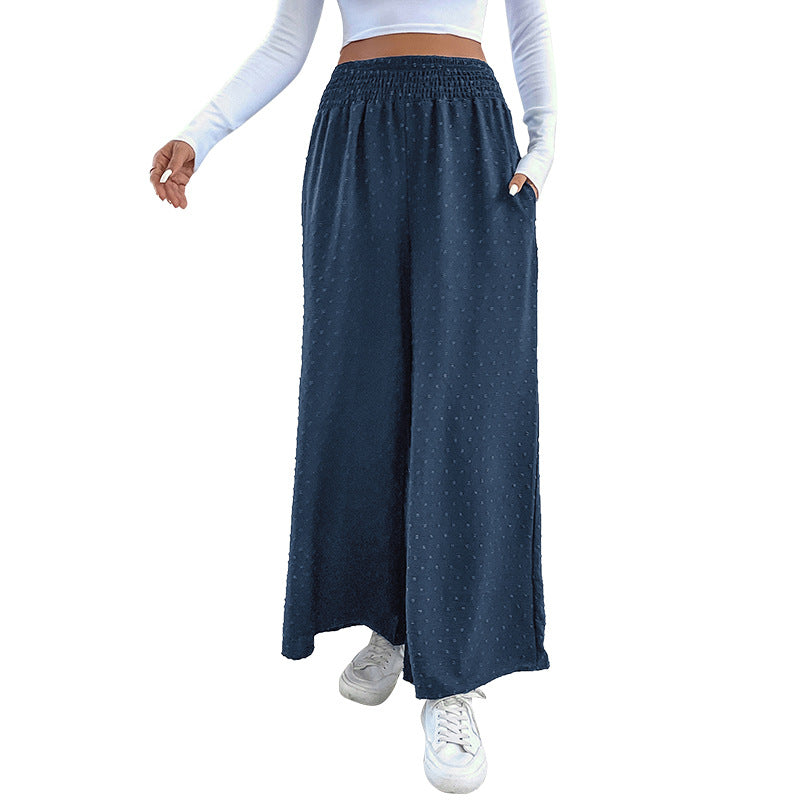 Damen Palazzo-Hose mit weitem Bein, elastischem Raffungbund und strukturierter Pointelle-Optik Nord Taschen