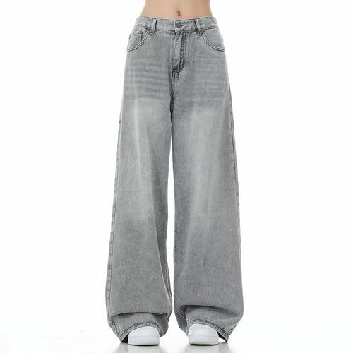 Damen Weitgeschnittene Jeans mit hohen Taillenbund Nord Taschen