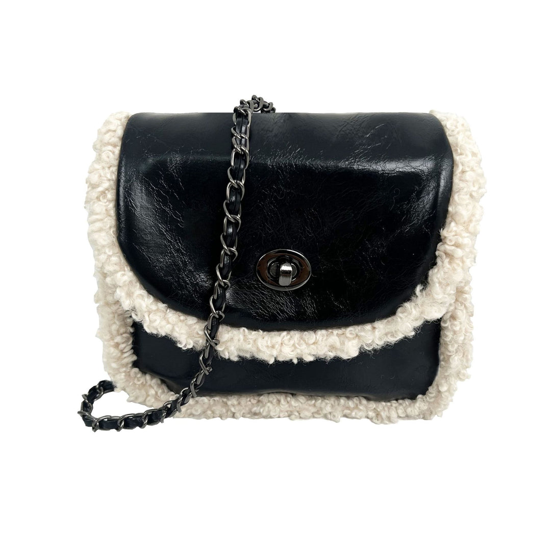 Damen Schultertasche mit luxuriösem Kunstleder und charmanten Wollakzent Nord Taschen