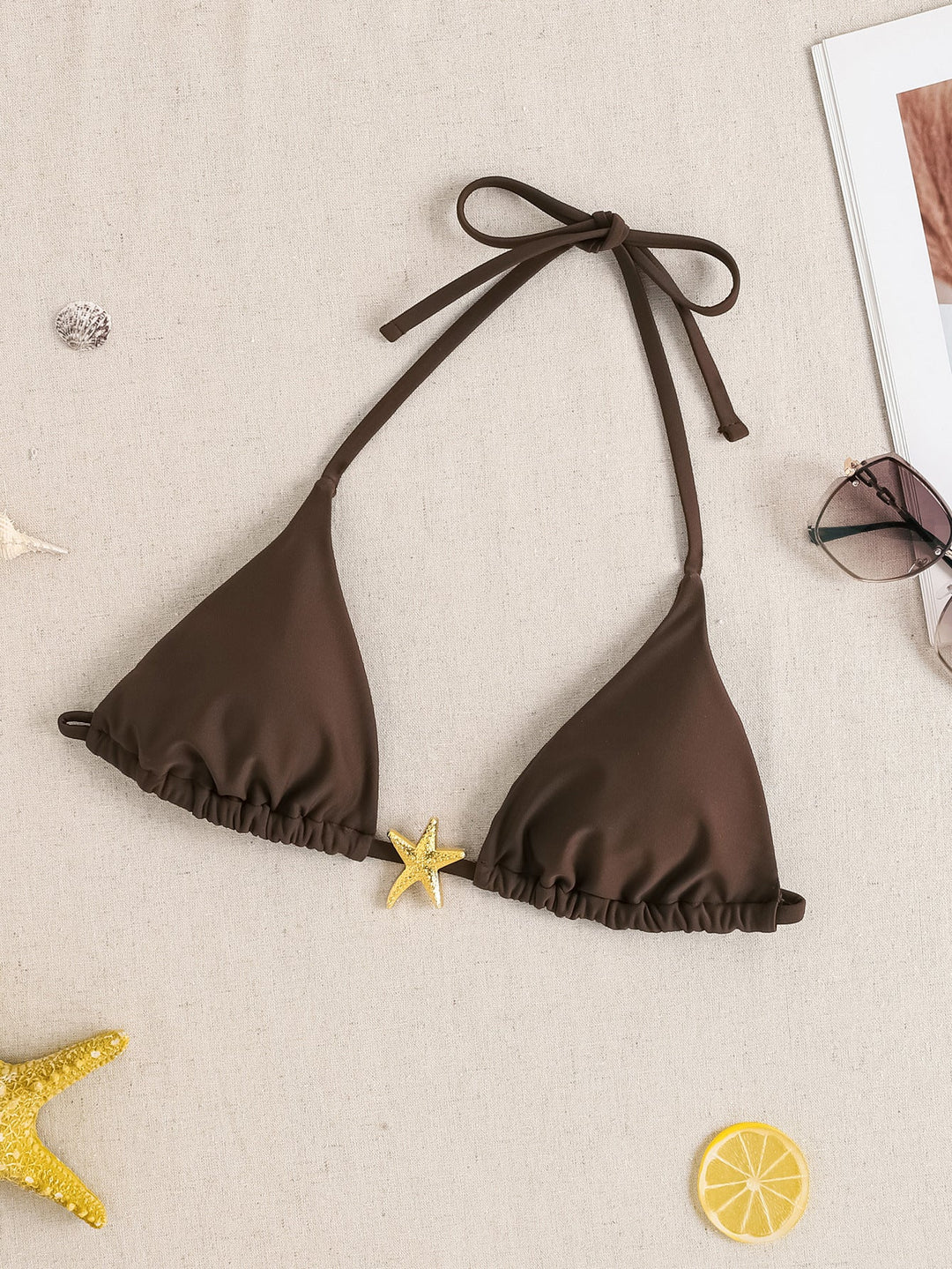 Damen Triangel-Bikini mit floralem Leopardenmuster und verstellbaren BindNord Taschenändern