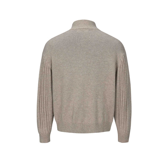 Herren Grobstrukturierter Strickpullover mit Stehkragen und Knopfleiste Nord Taschen