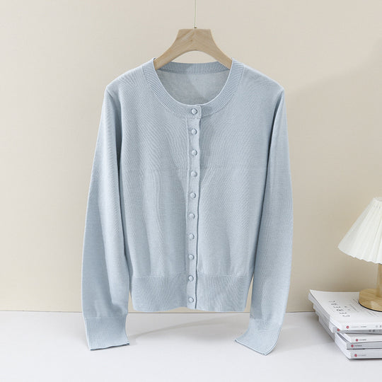 Damen Feinstrick-Cardigan mit Rundhalsausschnitt und Perlmuttknöpfen Nord Taschen