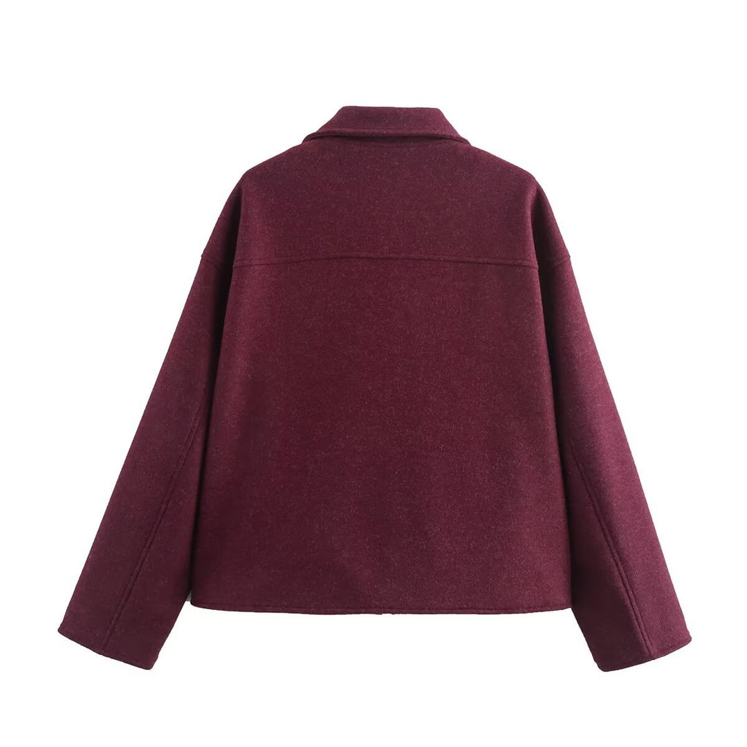 Damen Kurzjacke aus Wollmix mit großen Pattentaschen und durchgehendem Reißverschluss Nord Taschen