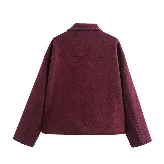Damen Kurzjacke aus Wollmix mit großen Pattentaschen und durchgehendem Reißverschluss Nord Taschen