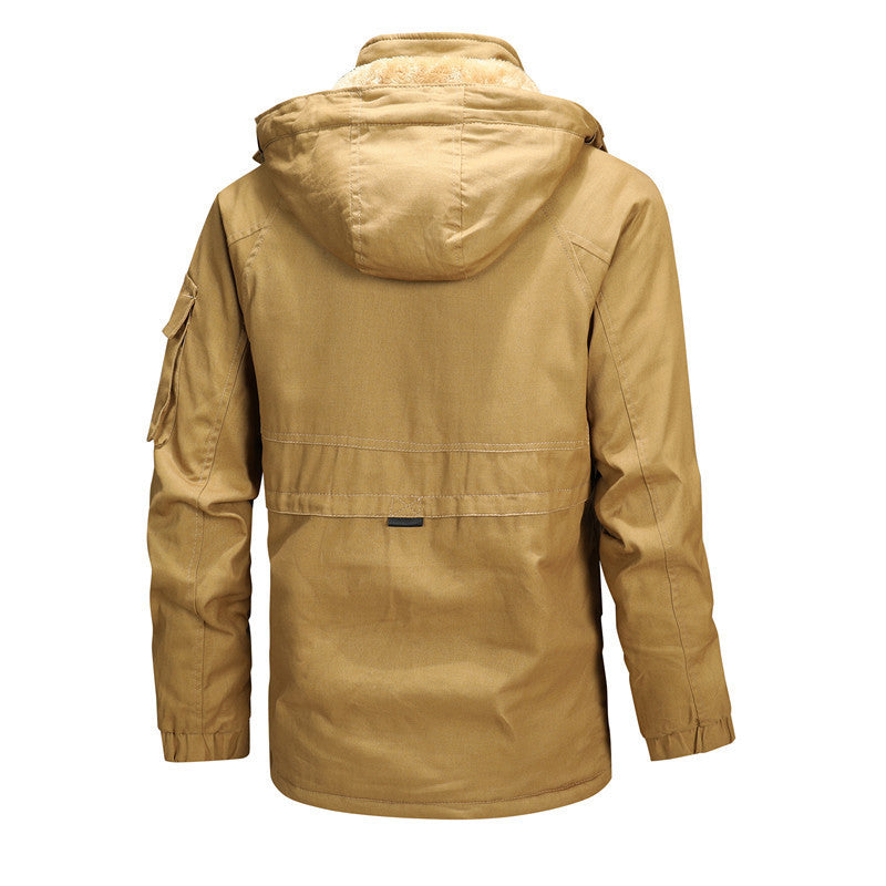 Herren Urbaner Thermo-Canvasparka mit Kapuze, Sherpa-Kragen und Multifunktions-Außentaschen Nord Taschen