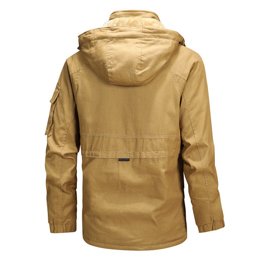Herren Urbaner Thermo-Canvasparka mit Kapuze, Sherpa-Kragen und Multifunktions-Außentaschen Nord Taschen