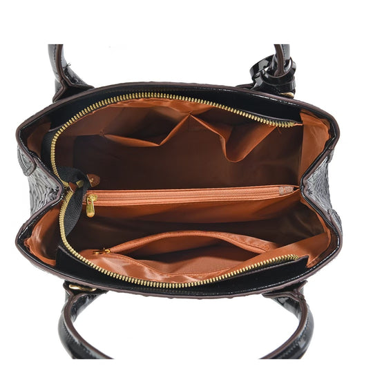 Damen elegante Handtasche mit fühlbarem Krokodilleder und abnehmbarer Clutch Nord Taschen