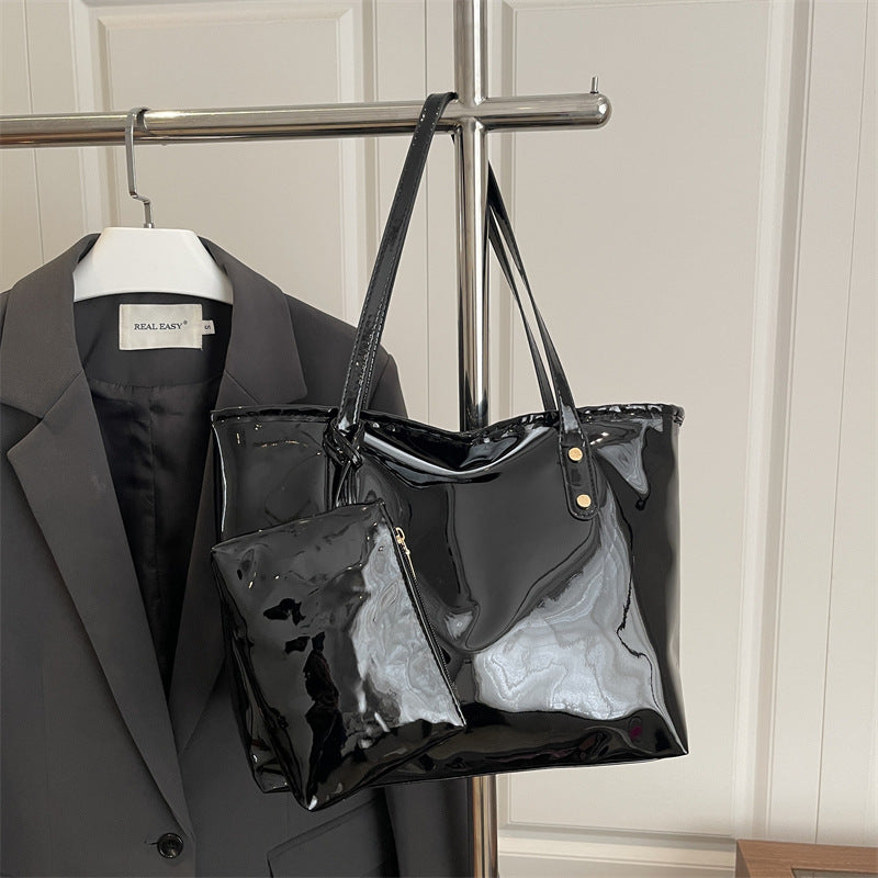 Damen elegante Lackleder-Tote mit abnehmbarem Innenfach Nord Taschen
