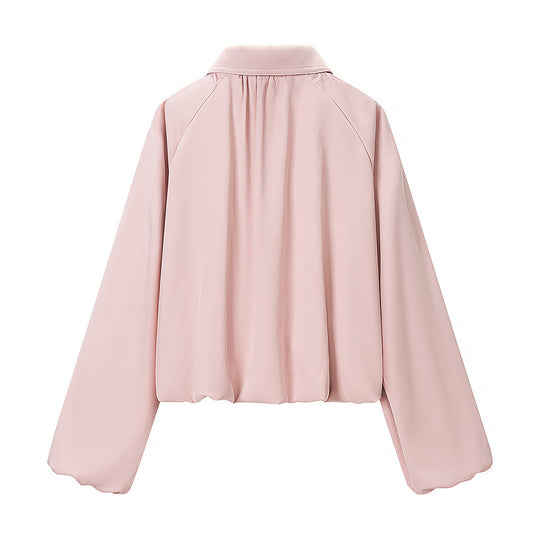 Damen Kurzblouson mit Kellerfalten, Reißverschluss und Ballonärmeln Nord Taschen
