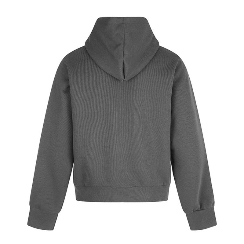 Damen Kapuzen-Zipjacke mit Nietenverzierung, Artwork-Frontprint und Kängurutaschen Nord Taschen