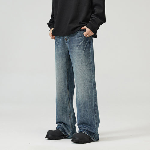 Herren weite Jeans im Relaxed‑Schnitt mit tiefer Bundhöhe und Used‑Optik Nord Taschen