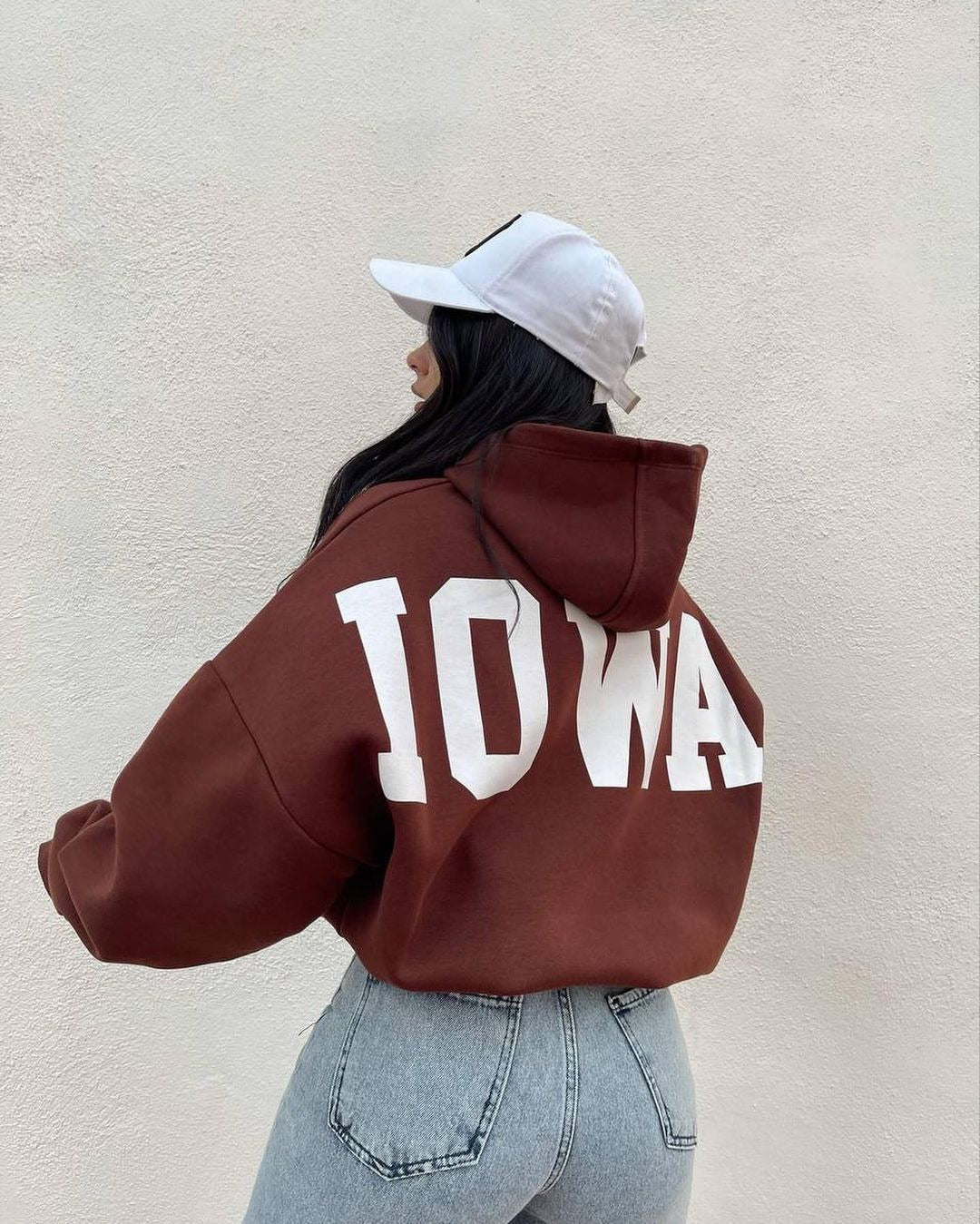 Damen Oversized Cropped Hoodie mit großem Lettering, Kapuze und relaxed Fit Nord Taschen