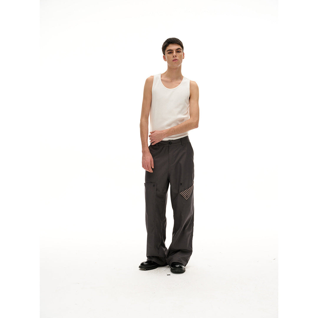 Damen Weite Bundhose mit dekorativen Karo‑Einsatztaschen Nord Taschen