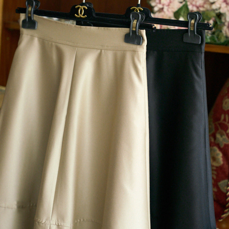 Damen Midirock aus veganem Leder mit hoher Taille und gestufter A‑Linie Nord Taschen