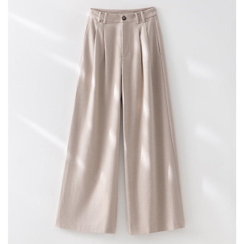 Damen Weite Bundfalten-Hochbundhose aus Wollmischung Nord Taschen