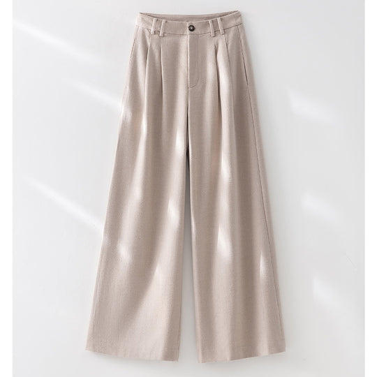 Damen Weite Bundfalten-Hochbundhose aus Wollmischung Nord Taschen