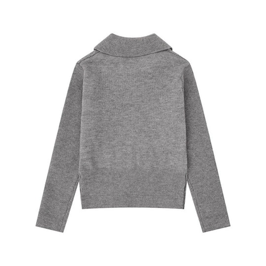 Damen Feinstrick-Polo-Pullover mit Zopfmuster, Zierknopfbesatz und taillierter Passform Nord Taschen