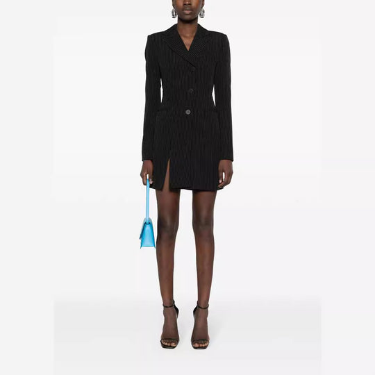 Damen Tailliertes Nadelstreifen-Blazerkleid mit Einreiher, Gehschlitz und schmaler Silhouette Nord Taschen