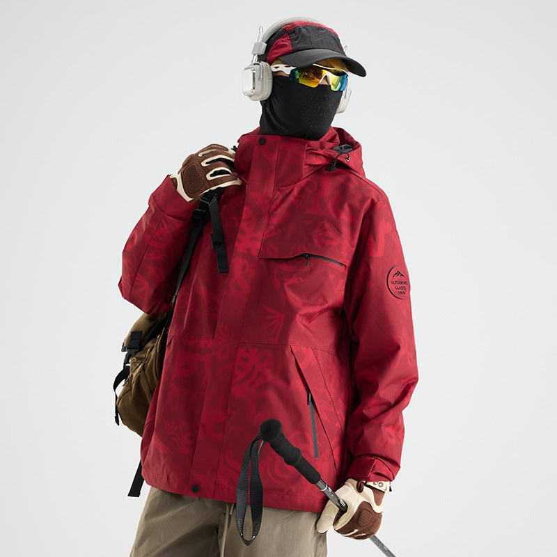 Herren Wasserdichte Outdoor-Softshelljacke mit Kapuze, hohem Stehkragen & Reißverschlusstaschen Nord Taschen