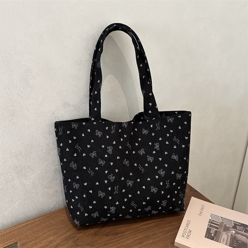 Damen Tragetasche aus strukturiertem Cord mit floralem Muster Nord Taschen