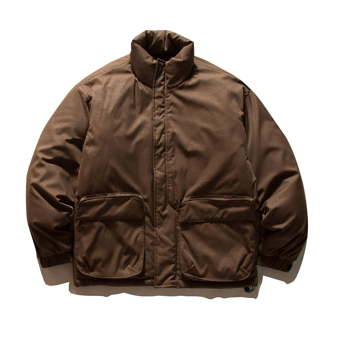 Unisex Boxy-gefüllte Pufferjacke mit hohem Stehkragen und Utility‑Taschen Nord Taschen