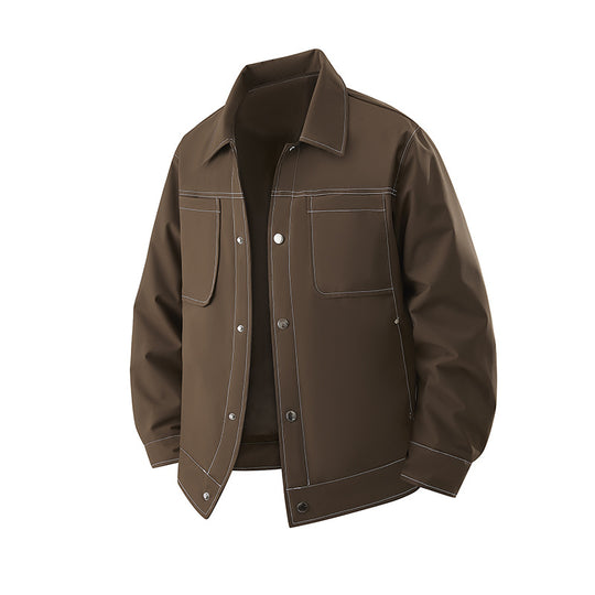 Herren Leichte Overshirt-Jacke aus strukturiertem Kunstleder mit aufgesetzten Brusttaschen Nord Taschen