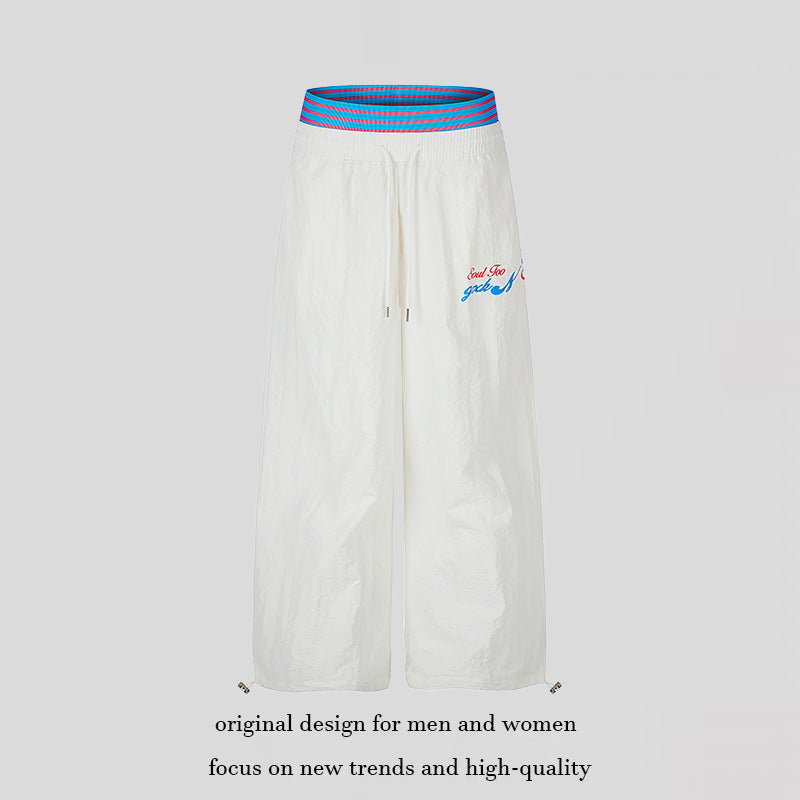 Damen Weite Palazzo-Loungehose mit elastischem Kontrastbund, Tunnelzug und verstellbaren Saumkordeln Nord Taschen