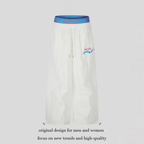 Damen Weite Palazzo-Loungehose mit elastischem Kontrastbund, Tunnelzug und verstellbaren Saumkordeln Nord Taschen