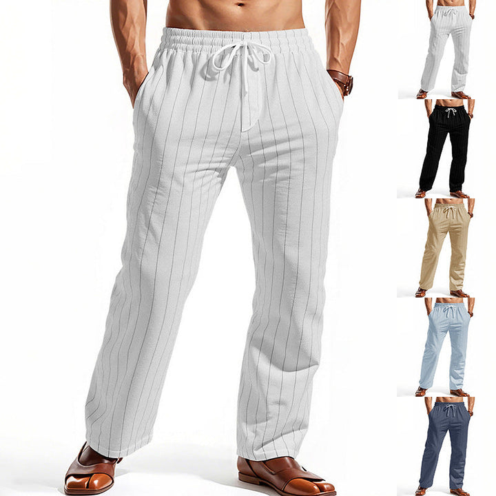 Herren lässige Freizeithose mit elastischem Bund und modernen Streifen