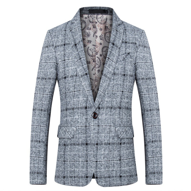 Herren Karo-Sakko in Tweed-Optik mit Schalkragen und taillierter Silhouette Nord Taschen