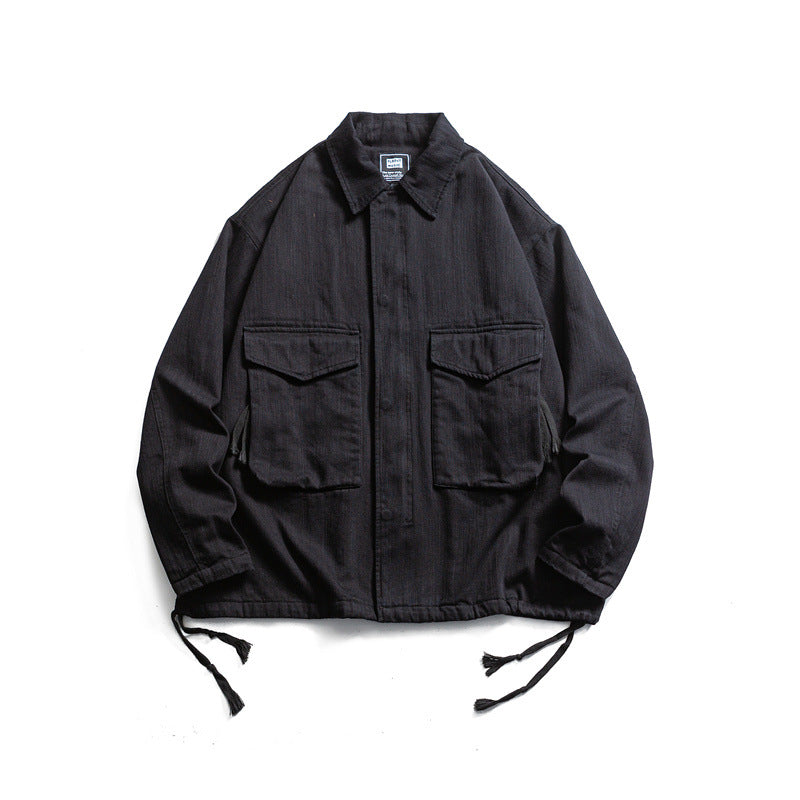 Herren Boxy-Utility-Blousonjacke aus Canvas mit aufgesetzten Pattentaschen und Kordelzugsaum Nord Taschen