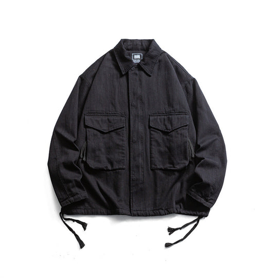 Herren Boxy-Utility-Blousonjacke aus Canvas mit aufgesetzten Pattentaschen und Kordelzugsaum Nord Taschen