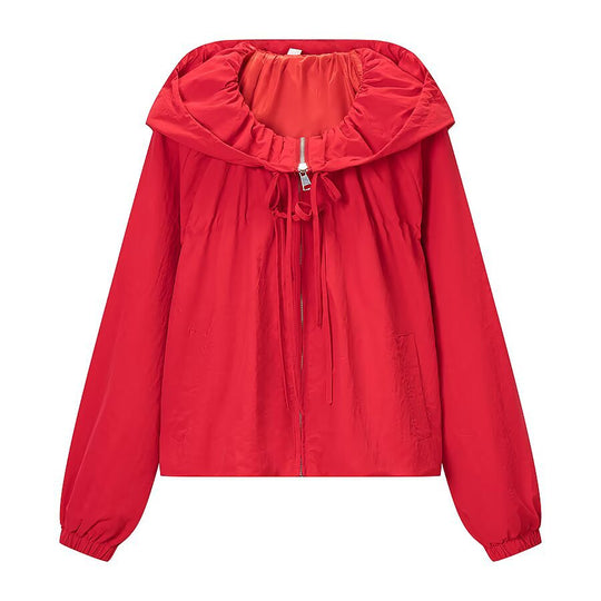 Damen Leichte Kapuzen-Windjacke mit Tunnelzug, Cropped-Schnitt und elastischen Bündchen Nord Taschen