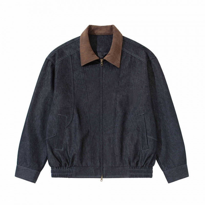 Herren Relaxte Bomber-Denimjacke mit Cordkragen und Zwei-Wege-Reißverschluss Nord Taschen