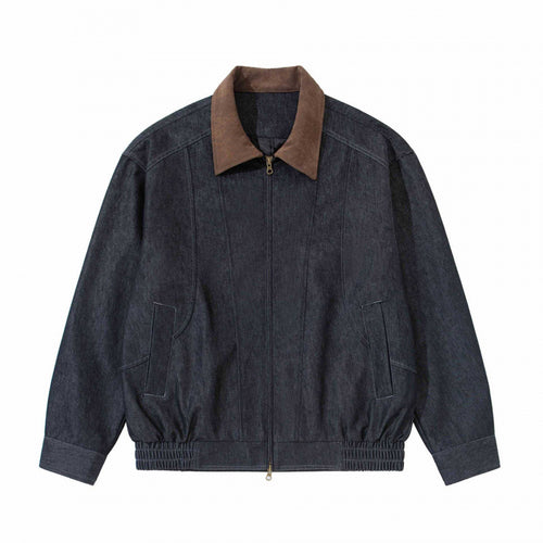 Herren Relaxte Bomber-Denimjacke mit Cordkragen und Zwei-Wege-Reißverschluss Nord Taschen